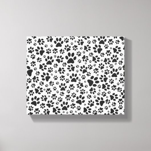 Dog Paws Black and White Polka Dot Canvas Afdruk (Voorkant)