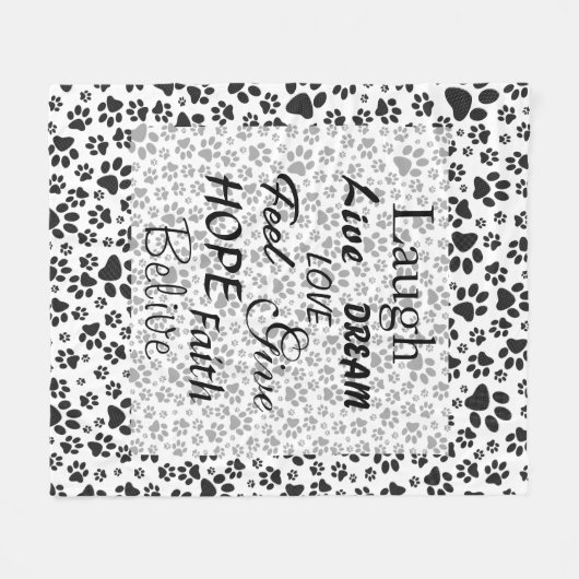 Dog Paws Black and White Polka Dot Fleece Blanket (Voorkant (Horizontaal))