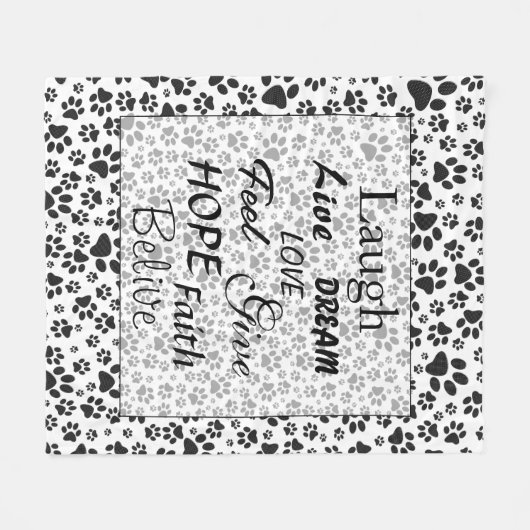 Dog Paws Black and White Polka Dot Fleece Blanket (Voorkant (Horizontaal))