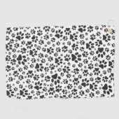 Dog Paws Black and White Polka Dot Golfhanddoek (Horizontaal)