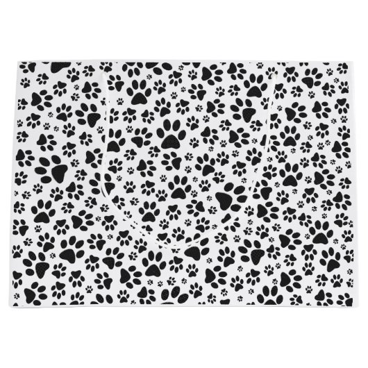 Dog Paws Black and White Polka Dot Groot Cadeauzakje (Voorkant)