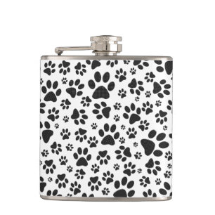 Dog Paws Black and White Polka Dot Heupfles