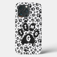 Dog Paws Black and White Polka Dot Hoesje-Mate iPh