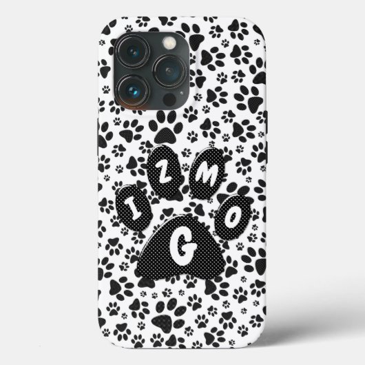 Dog Paws Black and White Polka Dot Hoesje-Mate iPh Case-Mate iPhone Case (Achterkant)