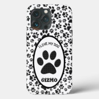 Dog Paws Black and White Polka Dot Hoesje-Mate iPh