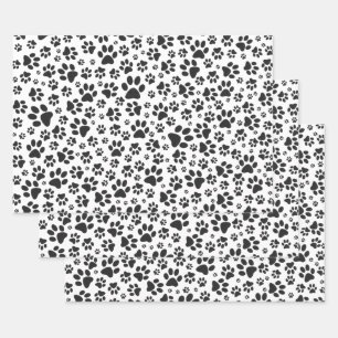 Dog Paws Black and White Polka Dot Inpakpapier Vel