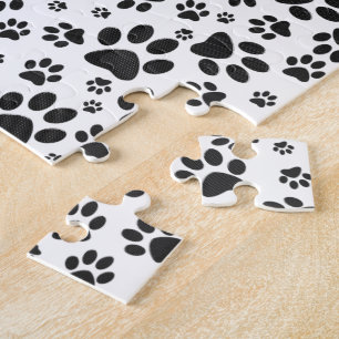 Dog Paws Black and White Polka Dot Jigzaag Puzzle Legpuzzel