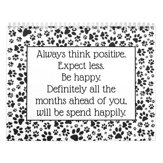 Dog Paws Black and White Polka Dot Kalender (Hoes)