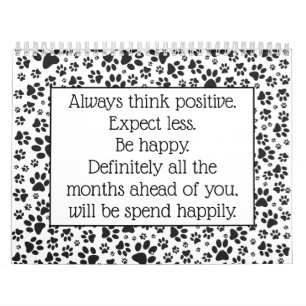 Dog Paws Black and White Polka Dot Kalender