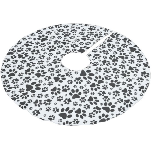 Dog Paws Black and White Polka Dot Kerstboom Rok (Gekanteld)