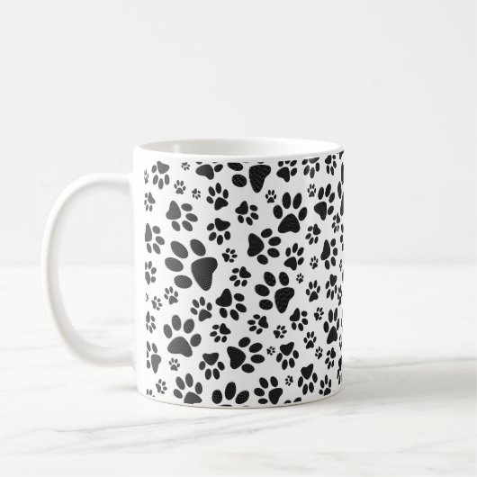 Dog Paws Black and White Polka Dot Koffiemok (Links)