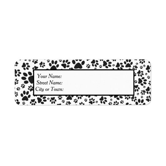 Dog Paws Black and White Polka Dot Label (Voorkant)