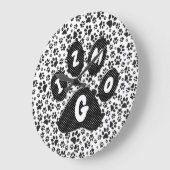 Dog Paws Black and White Polka Dot Large Clock Grote Klok (Hoek)