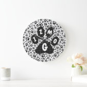 Dog Paws Black and White Polka Dot Large Clock Grote Klok (Huis)