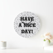 Dog Paws Black and White Polka Dot Large Clock Grote Klok (Huis)