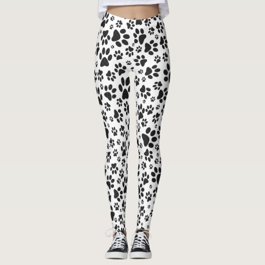 Dog Paws Black and White Polka Dot Leggings (Voorkant)