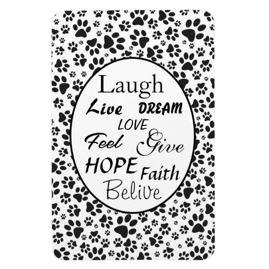 Dog Paws Black and White Polka Dot Magnet Magneet (Verticaal)