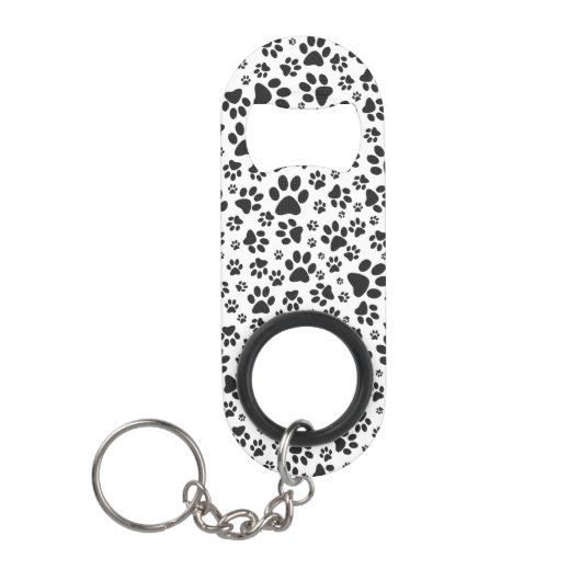 Dog Paws Black and White Polka Dot Mini Flessenopener (Voorkant)