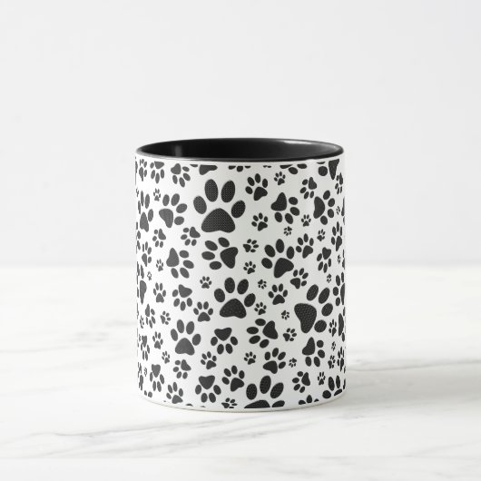 Dog Paws Black and White Polka Dot Mok (Midden)