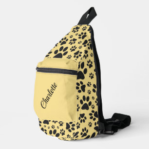 Dog Paws Black and White Polka Dot on butter room Sling Bag