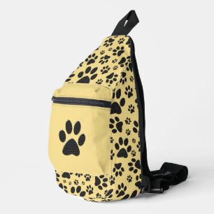 Dog Paws Black and White Polka Dot on butter room Sling Bag