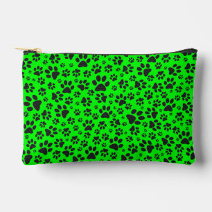 Dog Paws Black and White Polka Dot on green Etui