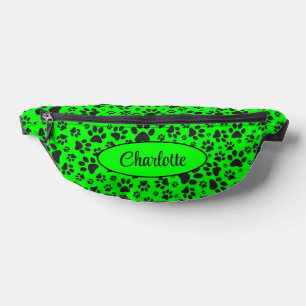 Dog Paws Black and White Polka Dot on green Heuptasje