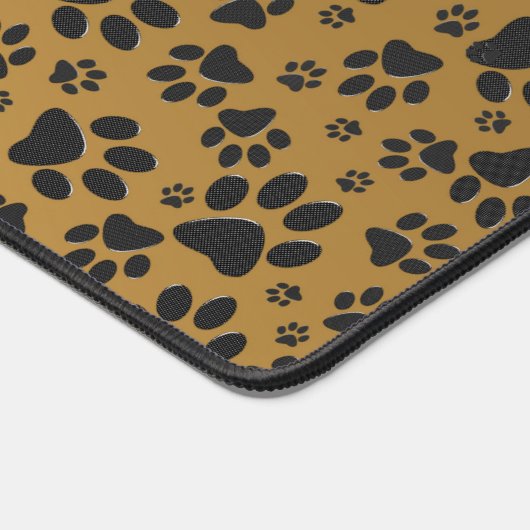 Dog Paws Black and White Polka Dot on metal gold Bureaumat (Hoek)