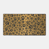 Dog Paws Black and White Polka Dot on metal gold Bureaumat (Voorkant)