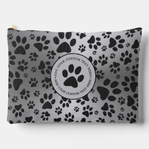Dog Paws Black and White Polka Dot on metal Silver Etui