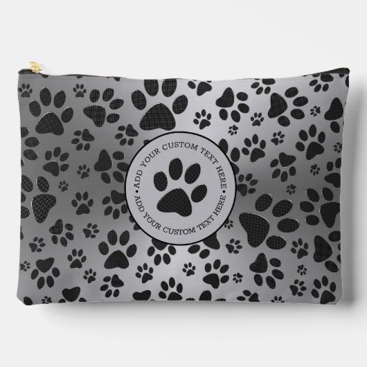 Dog Paws Black and White Polka Dot on metal Silver Etui (Voorkant)