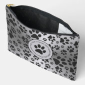 Dog Paws Black and White Polka Dot on metal Silver Etui (Open)