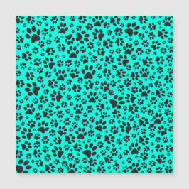 Dog Paws Black and White Polka Dot on vivid cyan