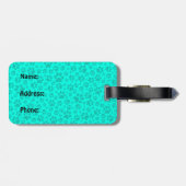 Dog Paws Black and White Polka Dot on vivid cyan Bagagelabel (Achterkant horizontaal)