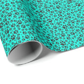 Dog Paws Black and White Polka Dot on vivid cyan Cadeaupapier (Rol Hoek)