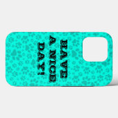 Dog Paws Black and White Polka Dot on vivid cyan Case-Mate iPhone Case (Achterkant (horizontaal))