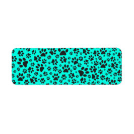 Dog Paws Black and White Polka Dot on vivid cyan Etiket