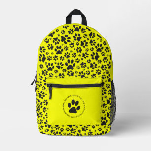 Dog Paws Black and White Polka Dot on yellow Bedrukte Rugzak