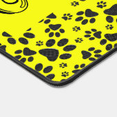 Dog Paws Black and White Polka Dot on yellow Bureaumat (Hoek)