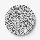 Dog Paws Black and White Polka Dot Papieren Bordje (Voorkant)