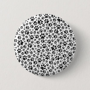 Dog Paws Black and White Polka Dot Ronde Button 5,7 Cm