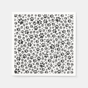 Dog Paws Black and White Polka Dot Servet