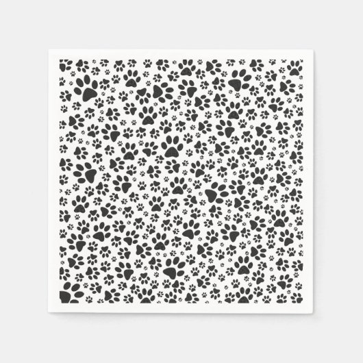 Dog Paws Black and White Polka Dot Servet (Voorkant)