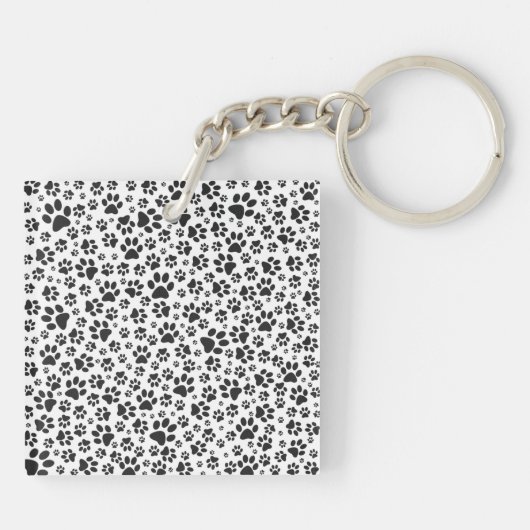 Dog Paws Black and White Polka Dot Sleutelhanger (Achterkant)