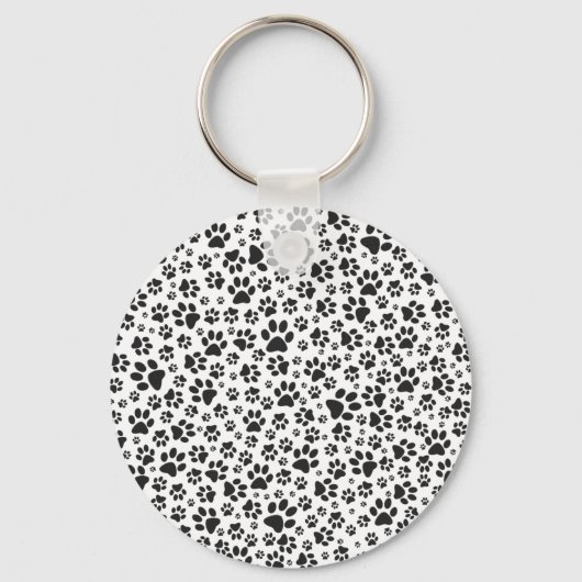 Dog Paws Black and White Polka Dot Sleutelhanger (Voorkant)