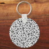 Dog Paws Black and White Polka Dot Sleutelhanger (Voorkant)