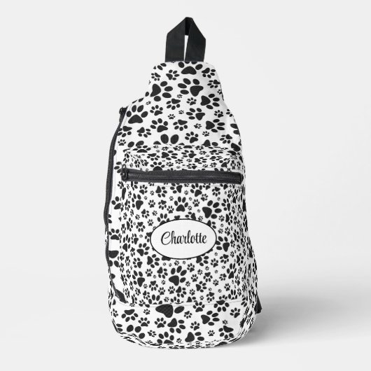 Dog Paws Black and White Polka Dot Sling Bag (Voorkant)