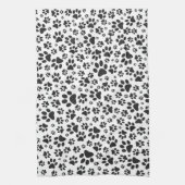 Dog Paws Black and White Polka Dot Theedoek (Verticaal)