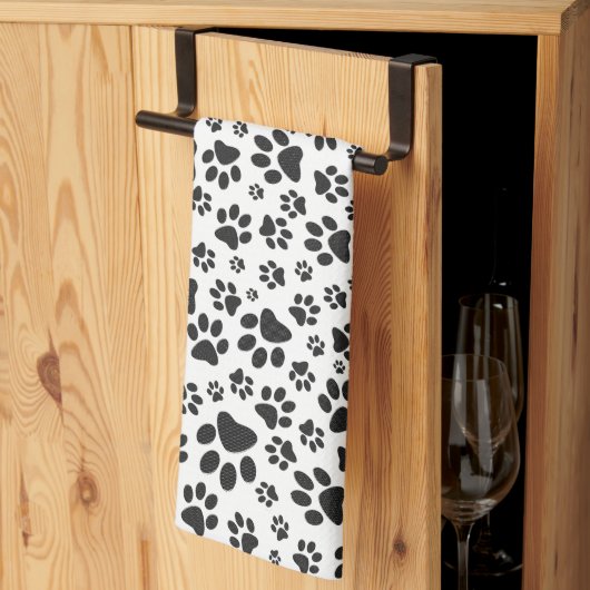 Dog Paws Black and White Polka Dot Theedoek (Derde Gevouwen)