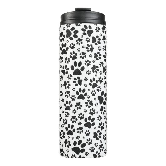 Dog Paws Black and White Polka Dot Thermosbeker (Voorkant)